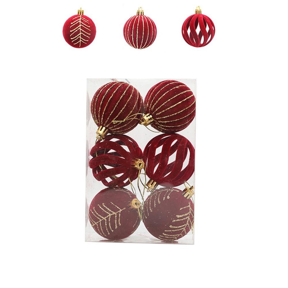 Kit 6 Bolas De Natal 6cm De Veludo