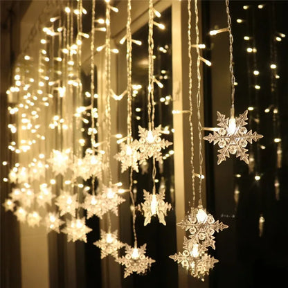 Cortina de Luzes LED Floco de Neve – Magia Natalina em Cada Detalhe