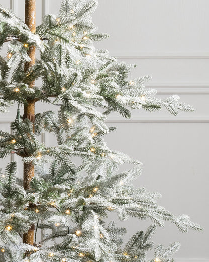 Árvore de Natal Nevada com Galhos Nevados, Suporte Metálico e Micro LEDs Embutidos
