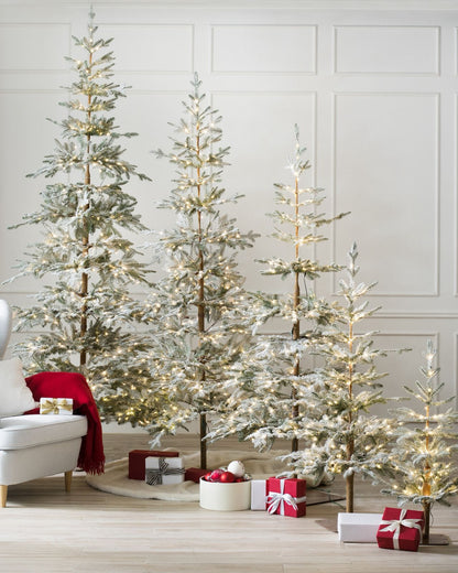Árvore de Natal Nevada com Galhos Nevados, Suporte Metálico e Micro LEDs Embutidos